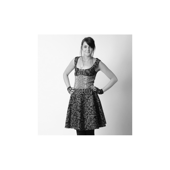 Flared dress with corset yoke - CUSTOM HANDMADE