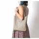Cement beige leather shopping tote bag, with two pockets