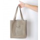 Cement beige leather shopping tote bag, with two pockets