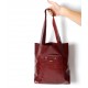 Crimson red varnished leather shopping tote bag, with two pockets