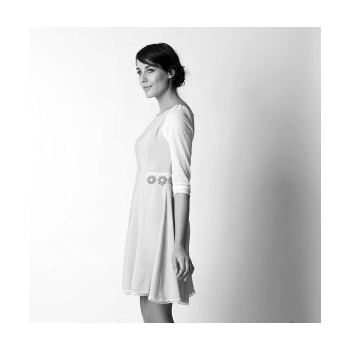 Flared dress with 3/4 or long sleeves - CUSTOM HANDMADE