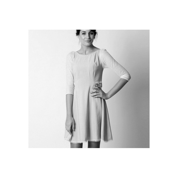 Flared dress with 3/4 or long sleeves - CUSTOM HANDMADE