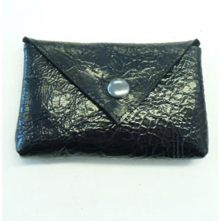 Black varnished leather small pouch for cards or coins