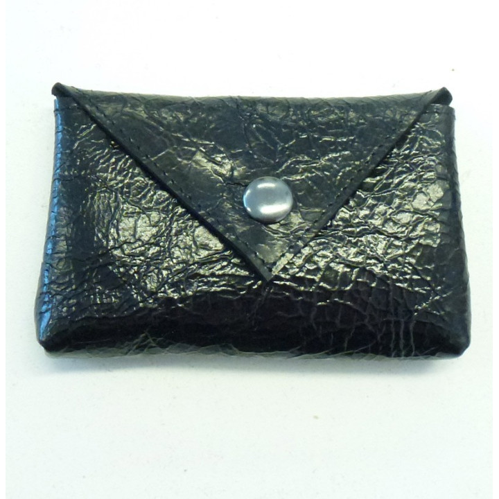 Black varnished leather small pouch for cards or coins