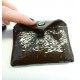 Dark brown varnished leather small pouch for cards or coins
