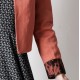 Short bolero jacket in dusty pink and black lace