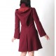Raspberry red warm winter Pixie coat with Goblin Hood in virgin wool