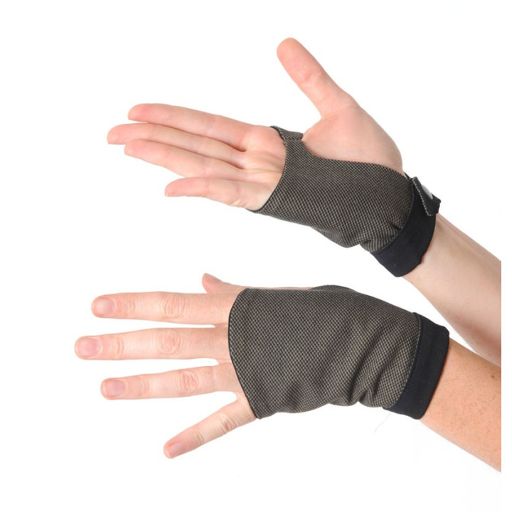 Black and khaki tweed fingerless gauntlets