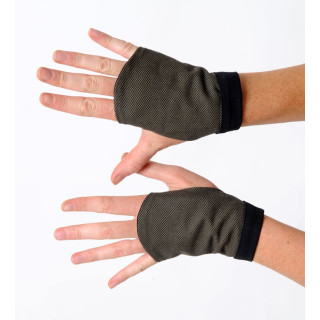 Gantelets mitaines en tissu tweed kaki et noir idée cadeau pour elle