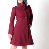 Crimson red warm winter Pixie coat with Goblin Hood in virgin wool