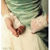 Off-white lace wedding fingerless gauntlets