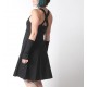 Black flared jersey dress with crossed straps