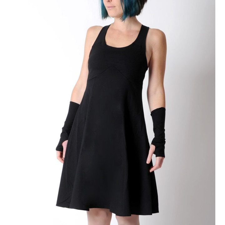 Robe originale noire en jersey, à bretelles croisées dos