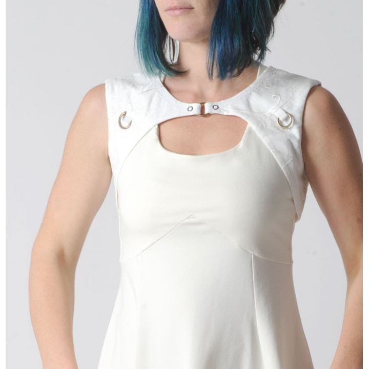 Boléro blanc original de créateur à manches amovibles jeune créateur