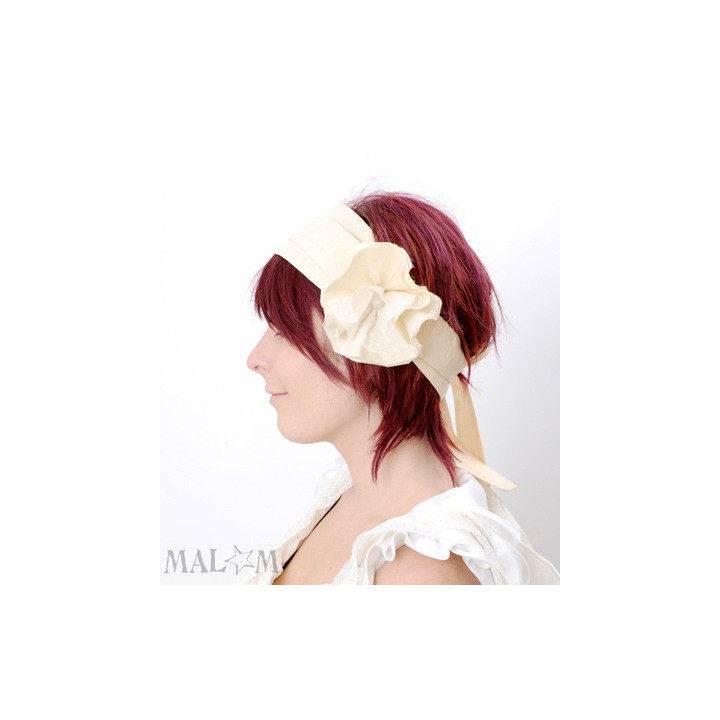 Wide cream silk Headband with large flower