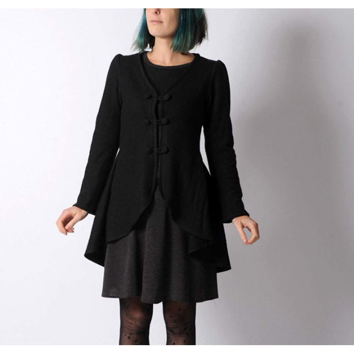 Veste originale femme noire hiver originale forme redingote