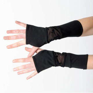 Mitaines fait main en france noires originales femme, résille étoile