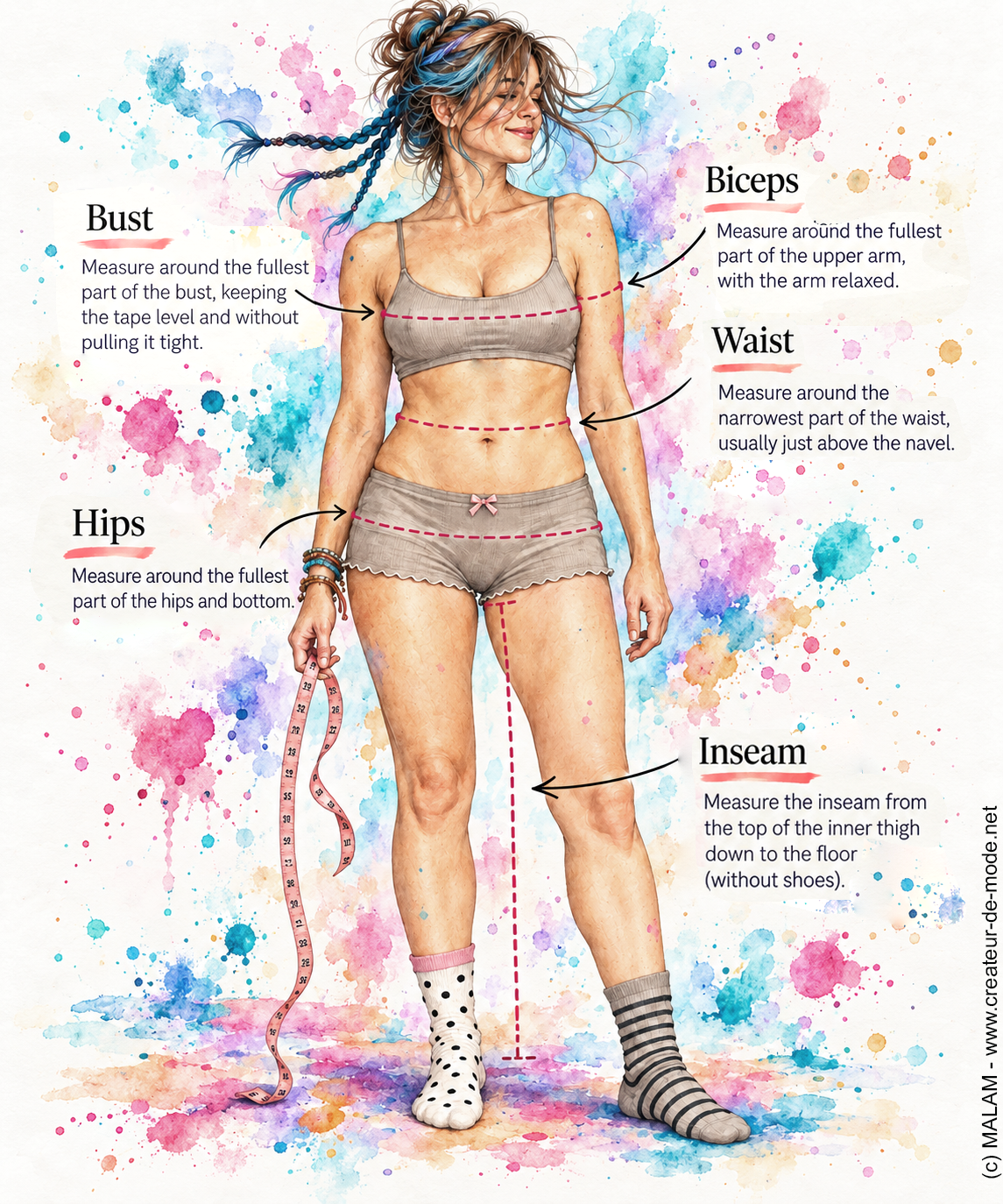 How to take body measurements: bust, waist, hips and inseam