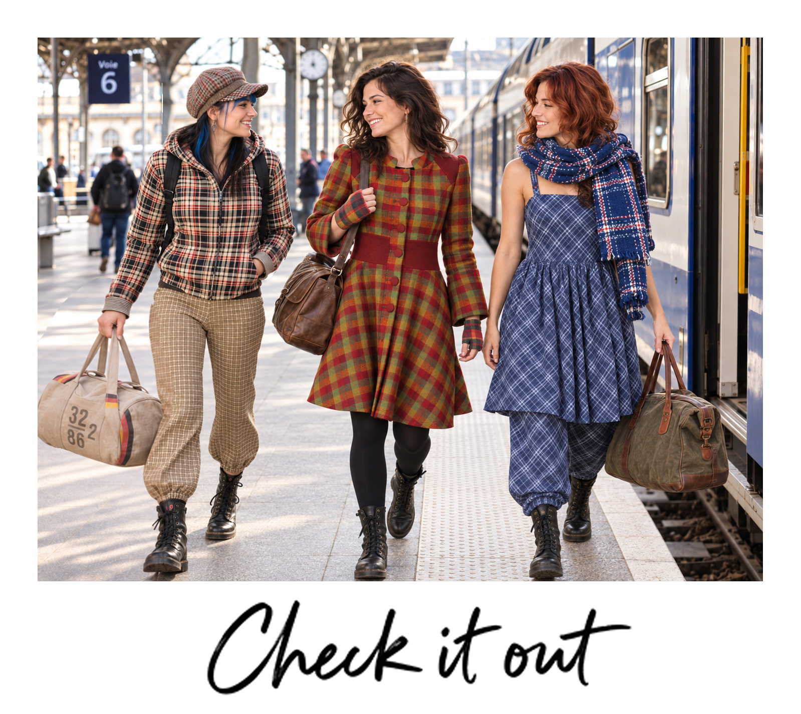 Selection of women's artisnal designs with checkered prints